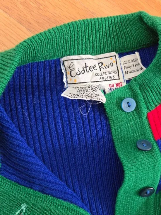 Vintage deadstock colourblock knit polo short sleeve sweater - Picture 5 of 6